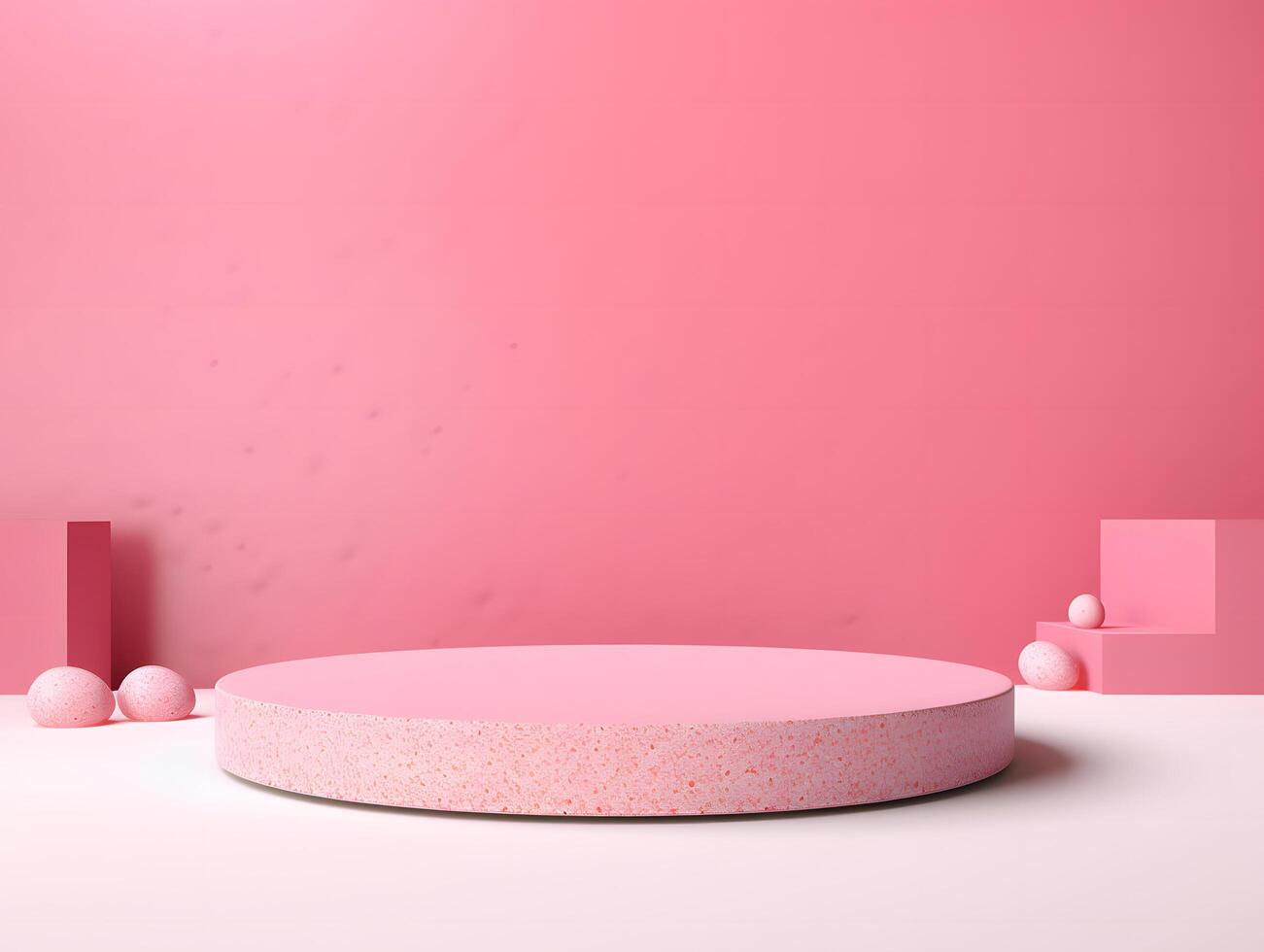 Round table with pink background and pink balls photo