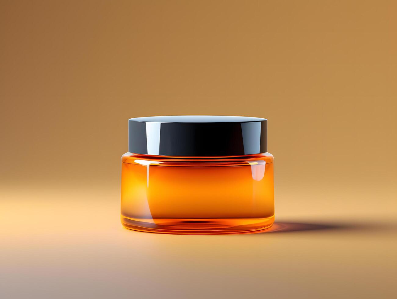 A glass jar with a black lid on a yellow background photo
