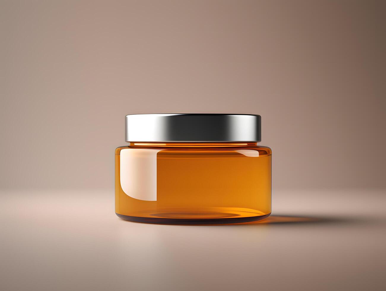 A jar of cosmetic cream on a brown background photo