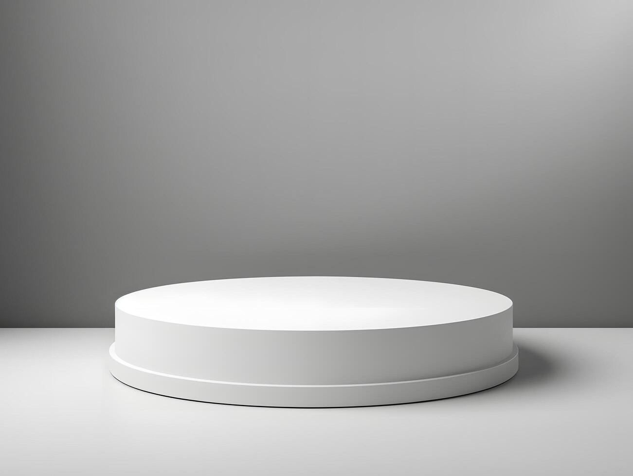 Round white pedestal on a table with a gray background photo