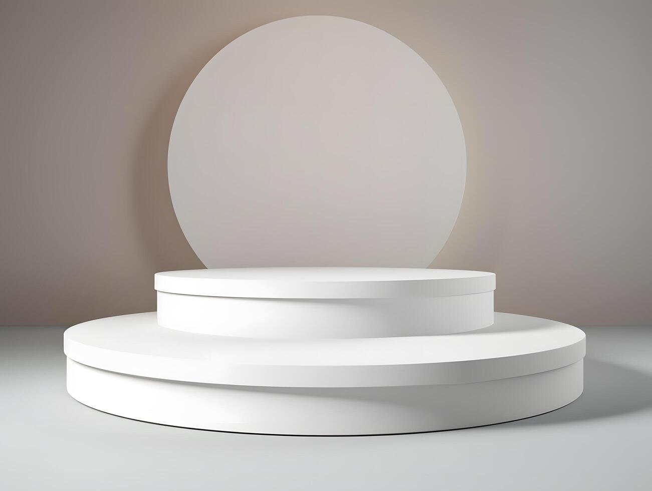 White podium with round light on top photo