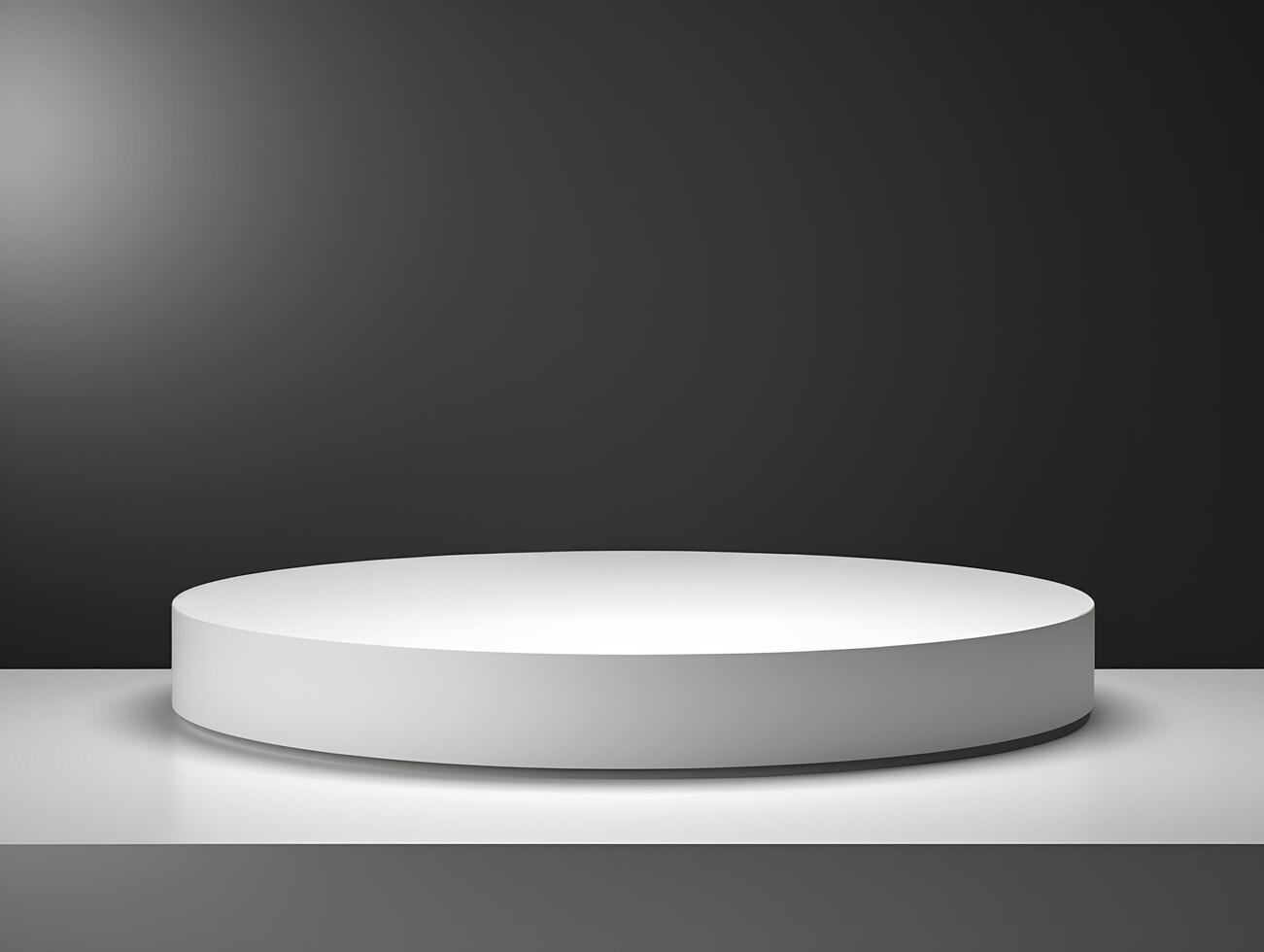 White round podium on a table with a black background photo