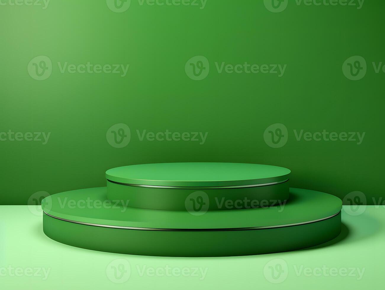 Green podium with a green background photo