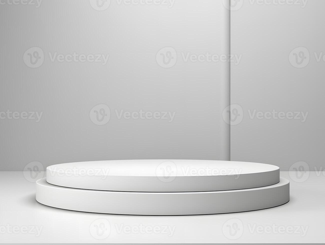 3d render of empty white pedestal on a table photo
