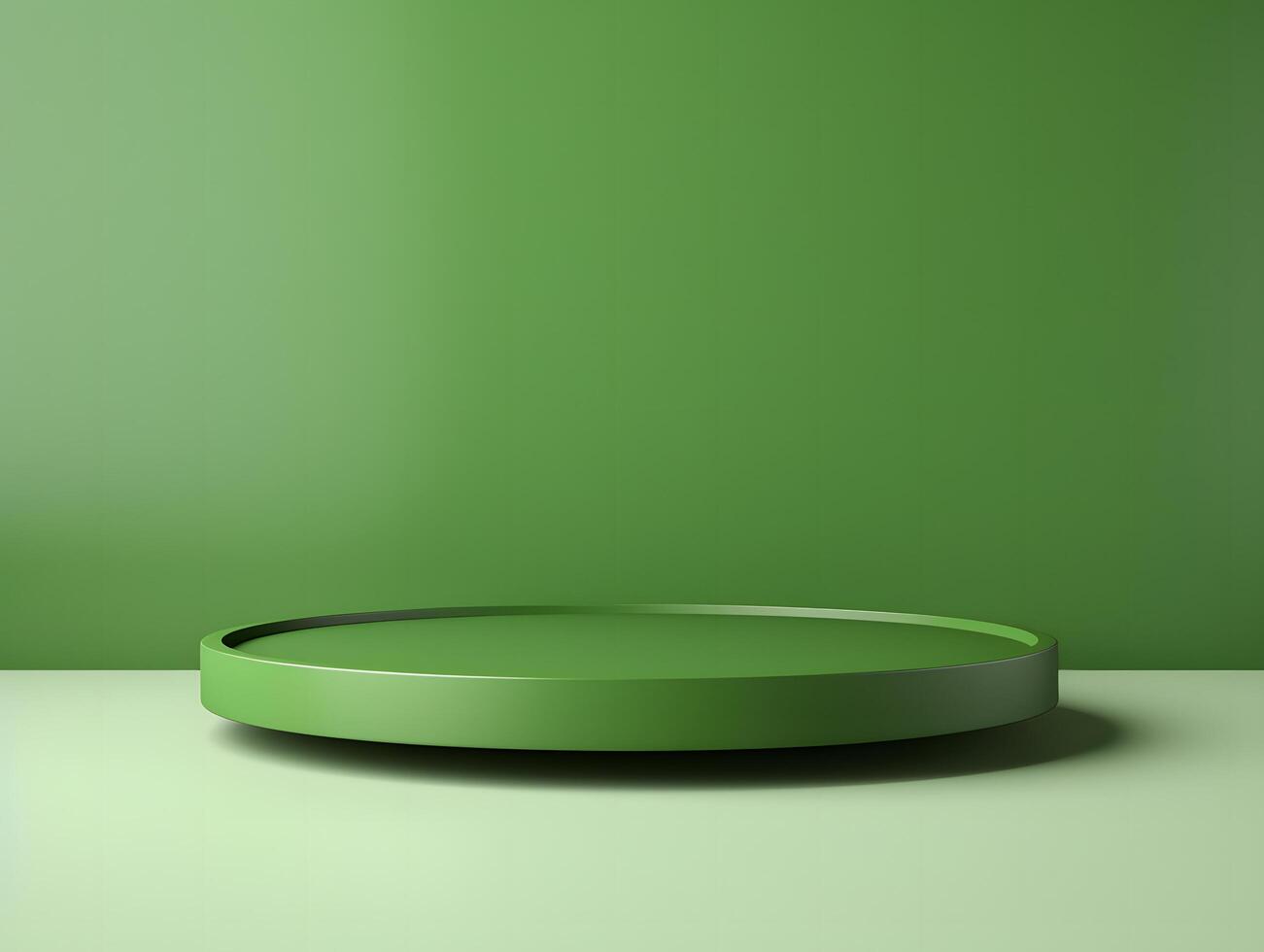 Green round table with a green background photo