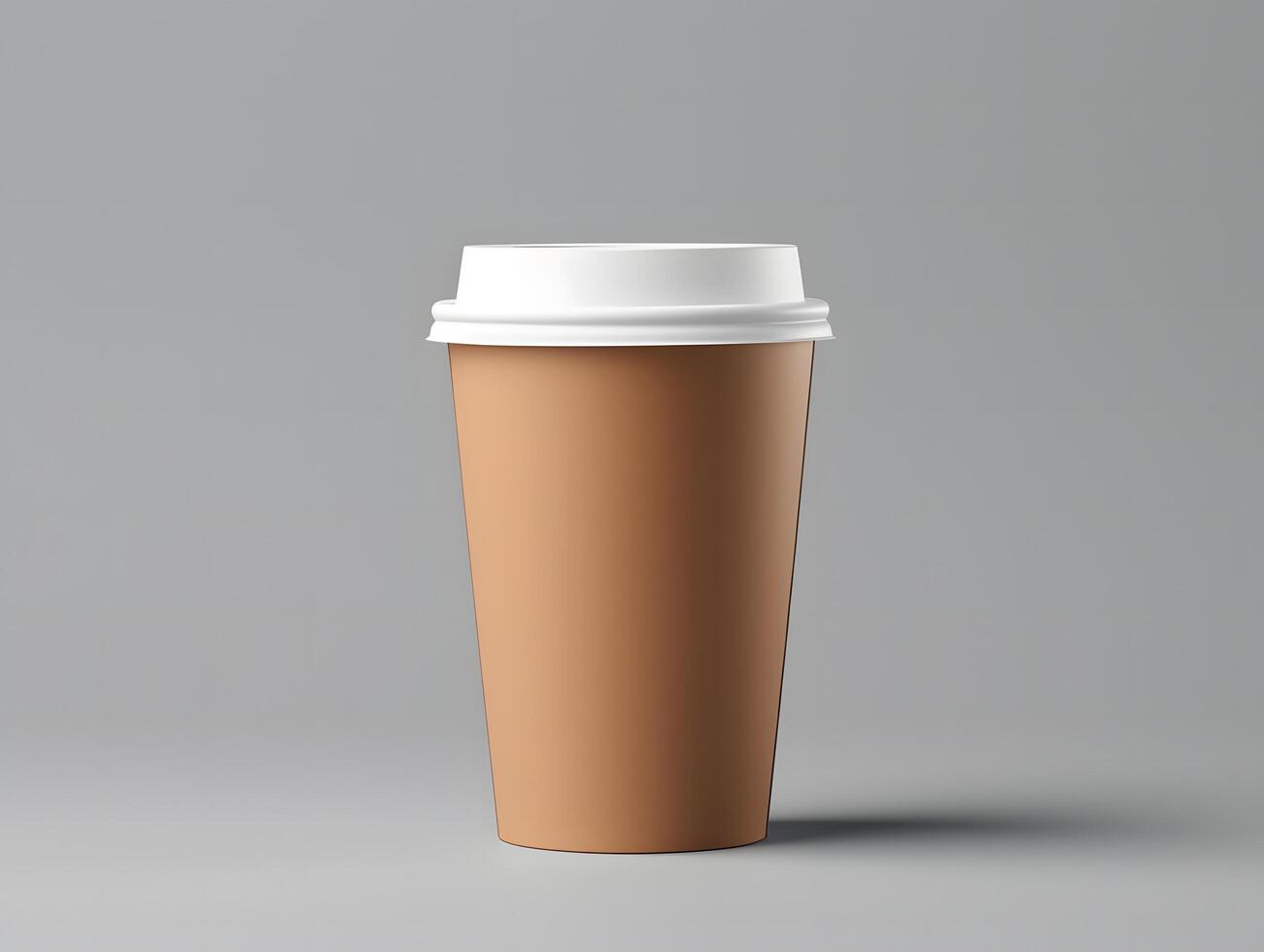 Blank paper coffee cup mockup on a gray background photo