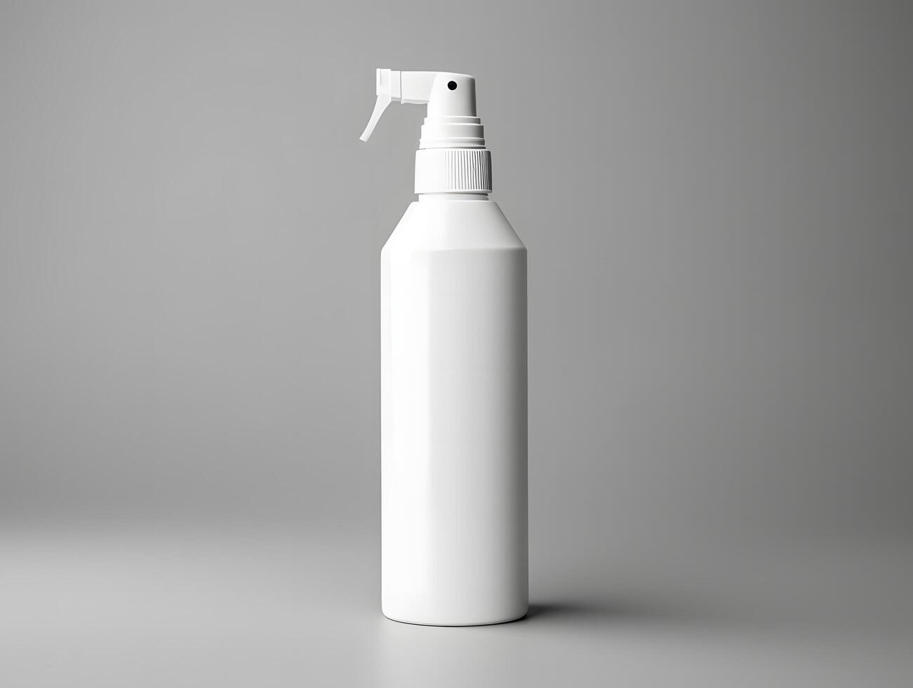 Realistic plastic spray bottle mockup with isolated background photo