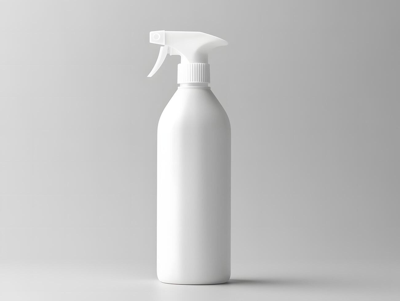 Blank white plastic spray bottle mockup on isolated white background photo