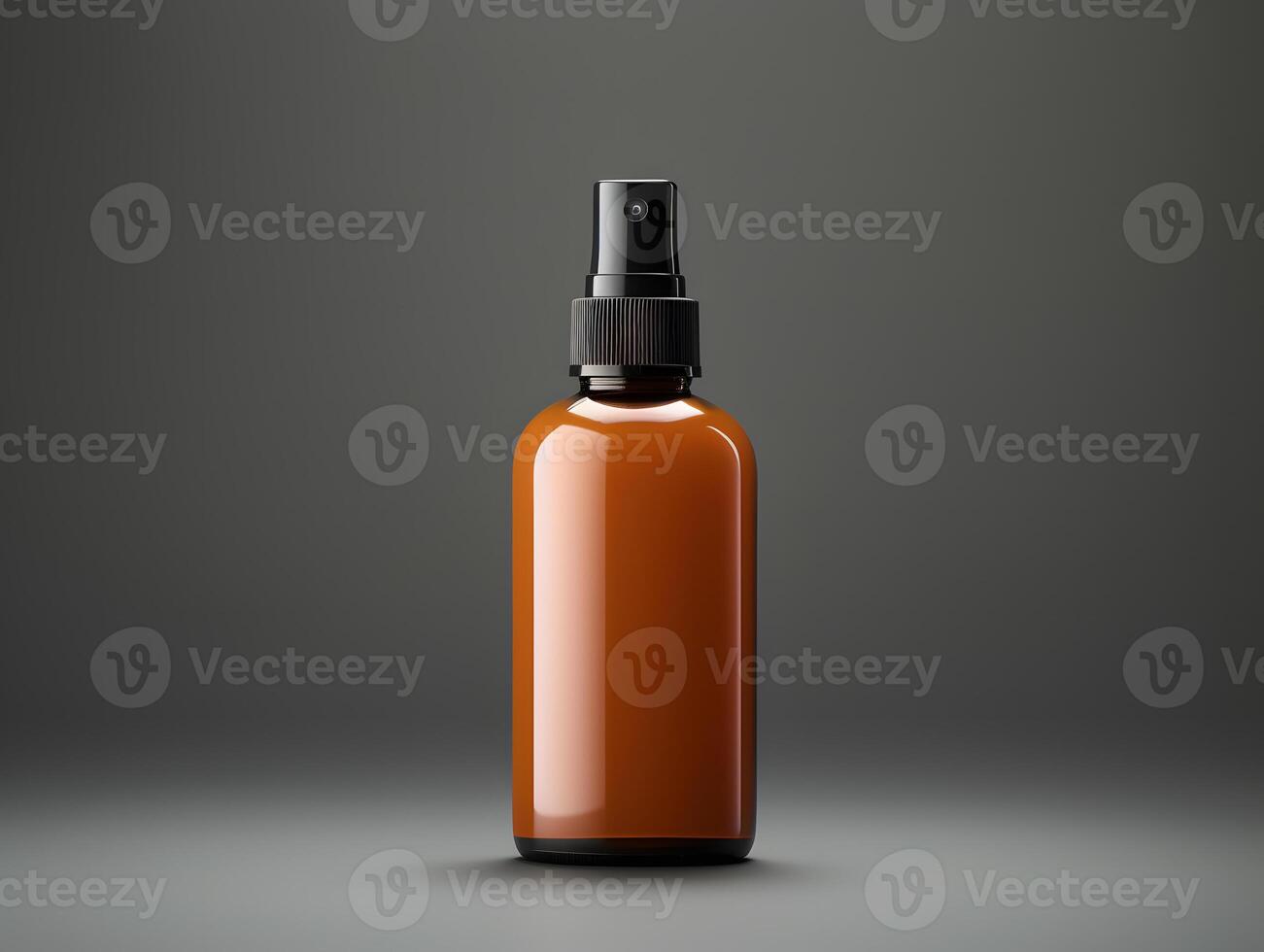 An orange bottle with a sprayer on a gray background photo