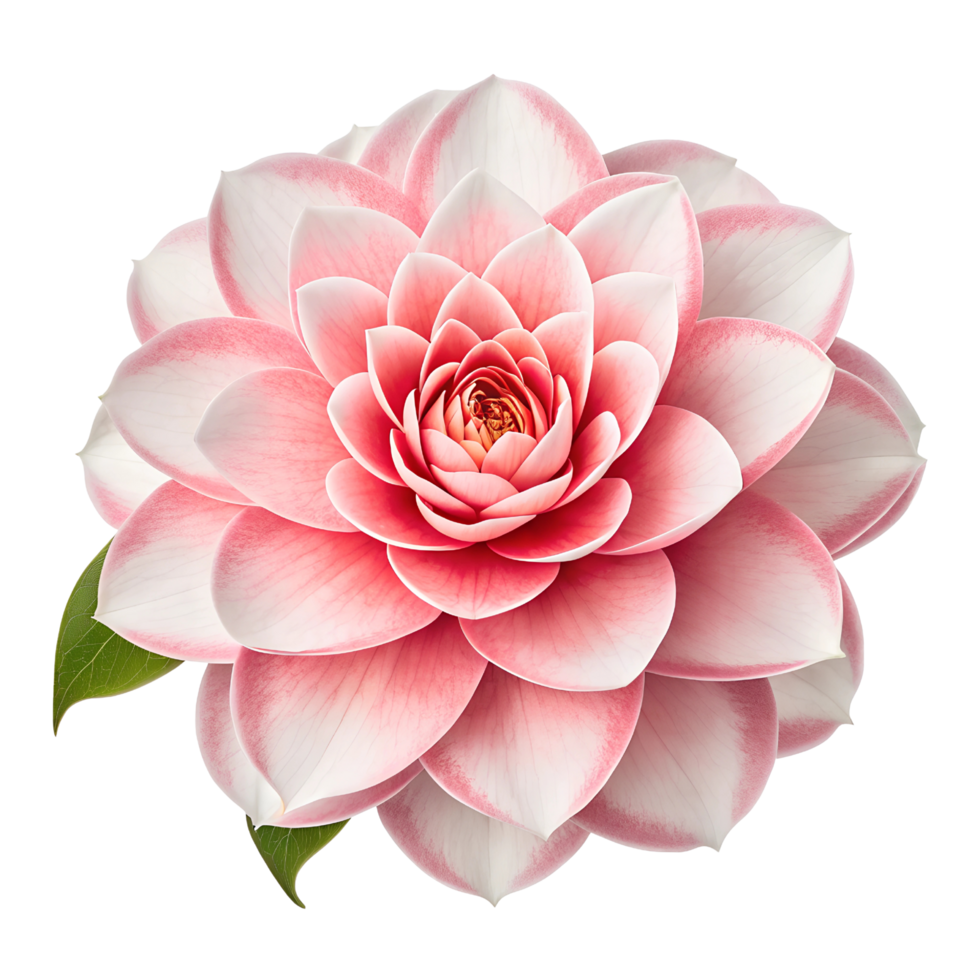 A pink flower with a green leaf is the main focus of the image png