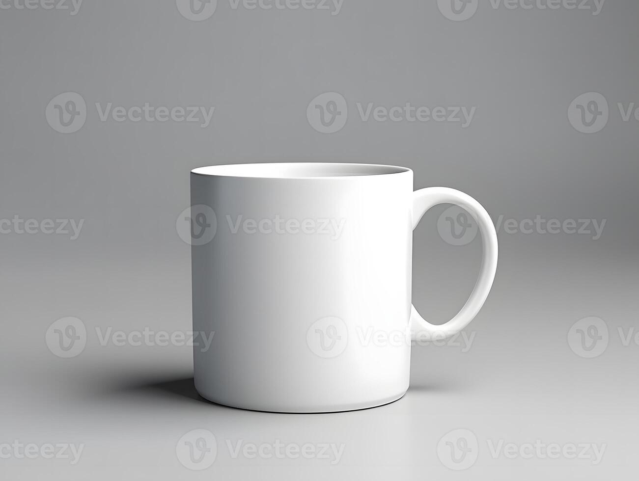 Blank white cup mockup on isolated white background photo