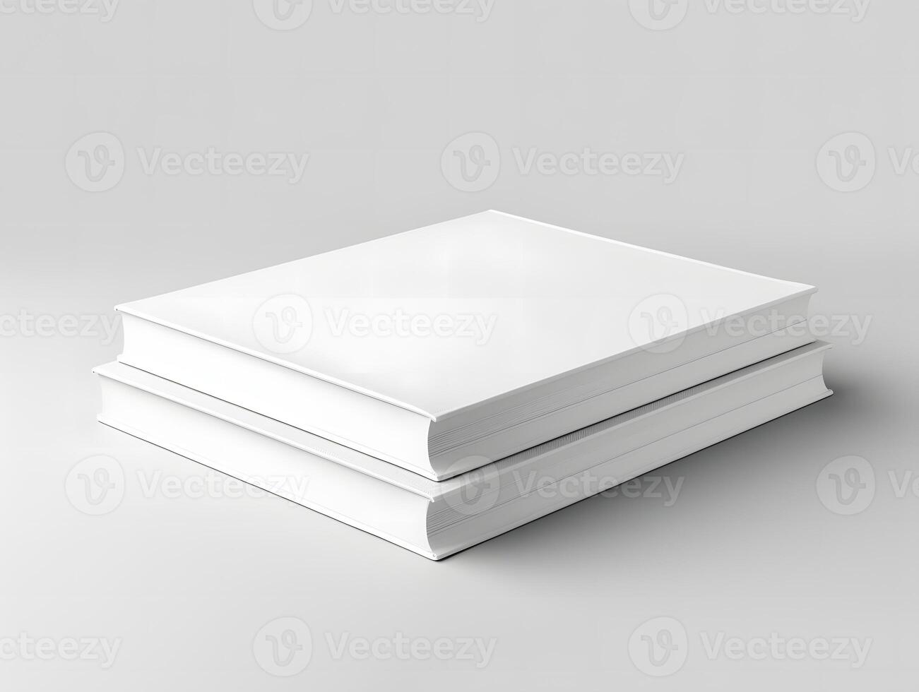 Three white books on a white surface photo