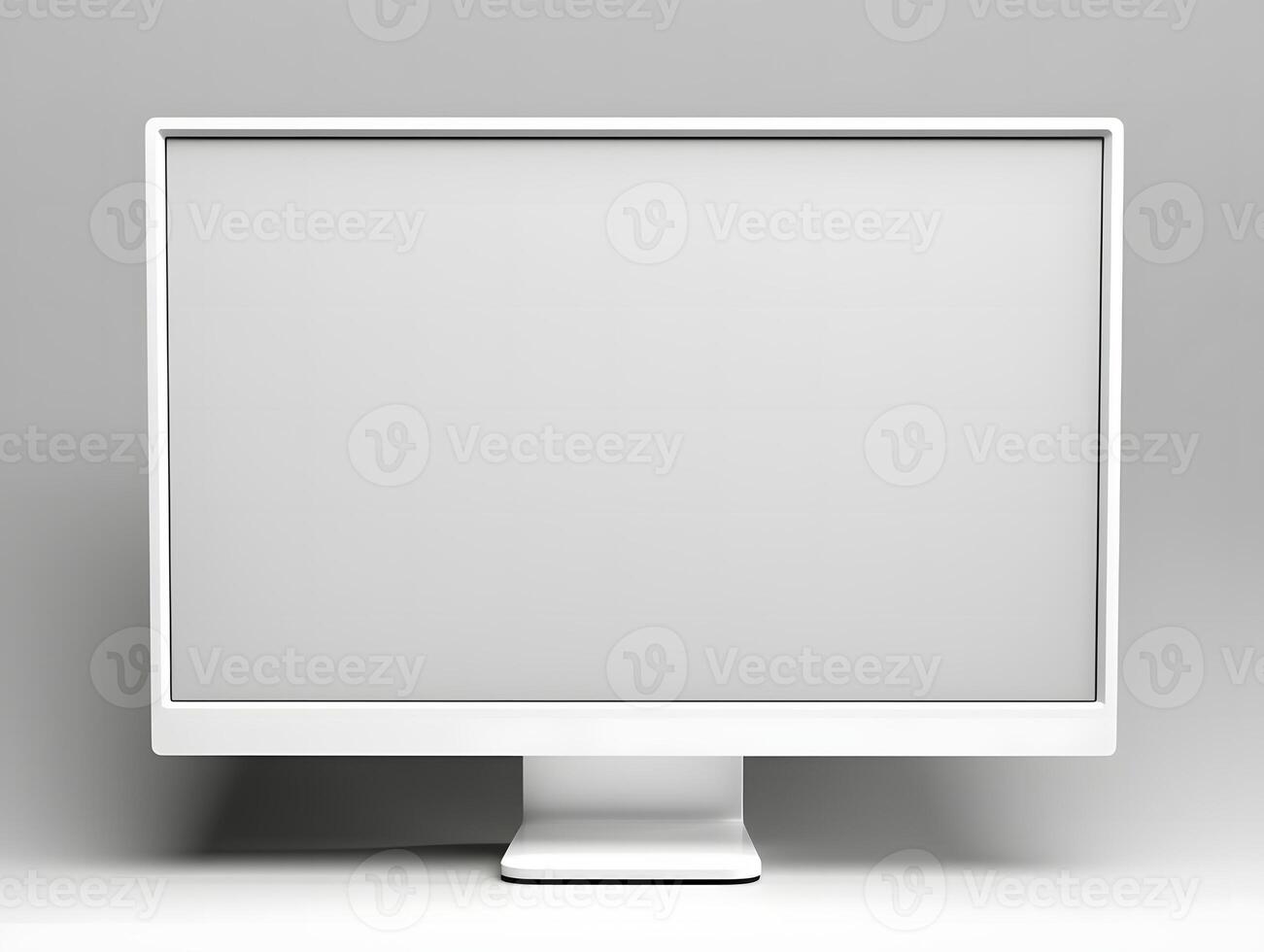 A white computer monitor with a blank screen photo