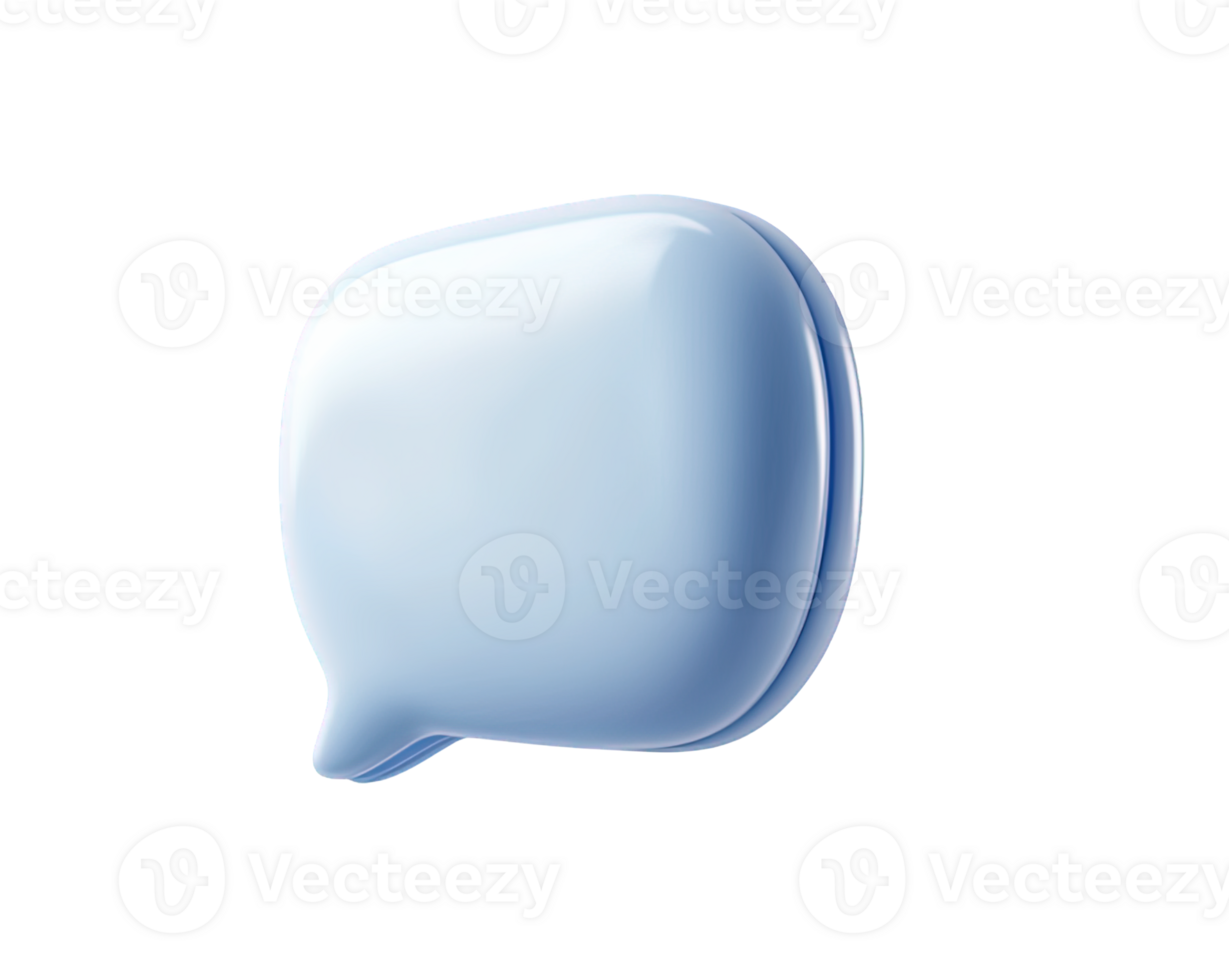 3d Glossy blue chat bubble featuring white lines, isolated on a transparent background, ideal for communication concepts 4k png