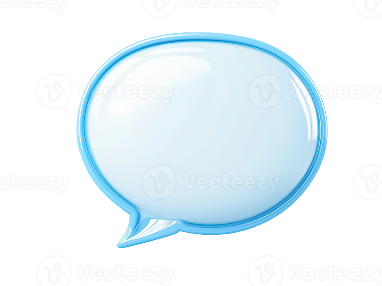 3d Glossy blue bubble featuring three white lines, isolated on a transparent background, ideal for communication concepts 4k png