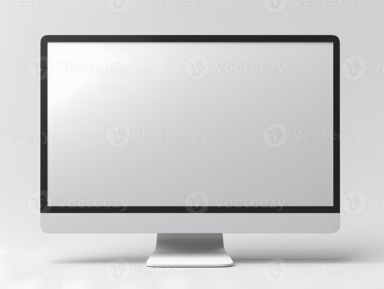 A computer monitor with a blank screen on a white background photo