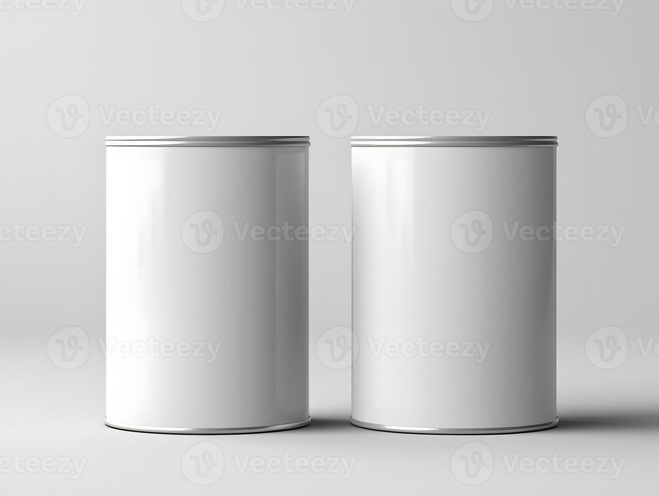 Set of two blank tube tin cans, perfect for showcasing brand identity and label designs photo