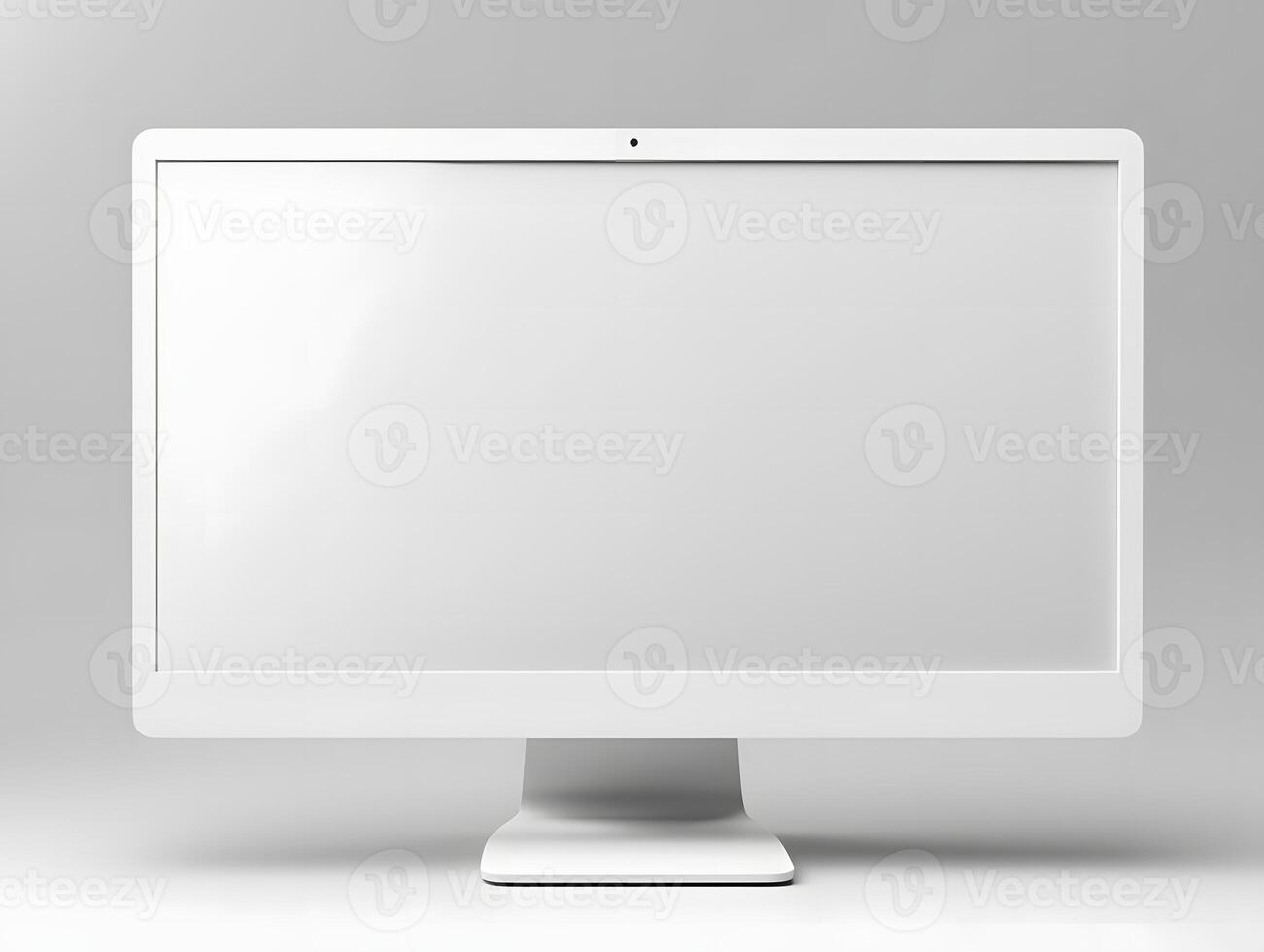 A white computer monitor with a blank screen photo