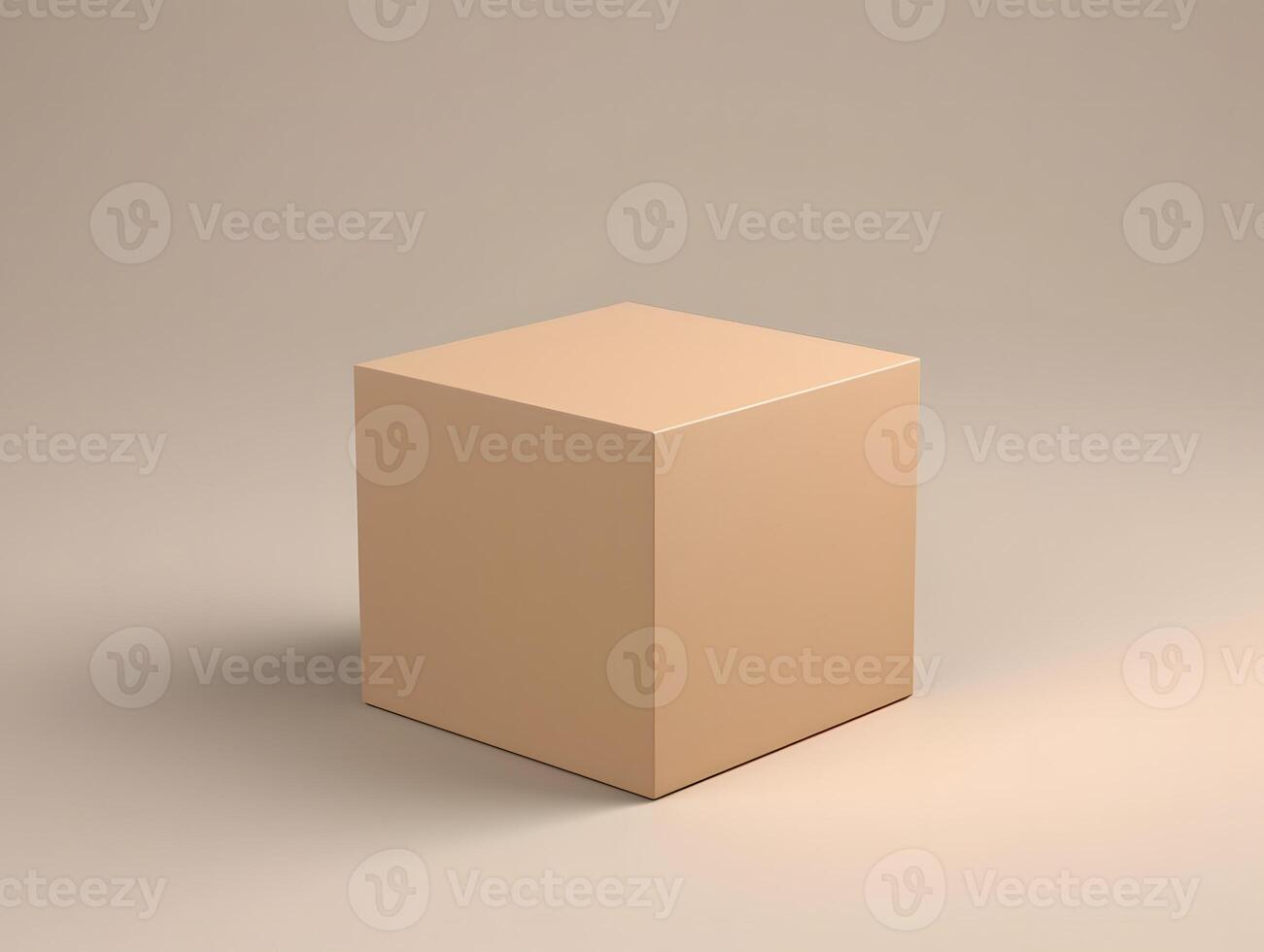 3d rendering of a cube on a beige background photo