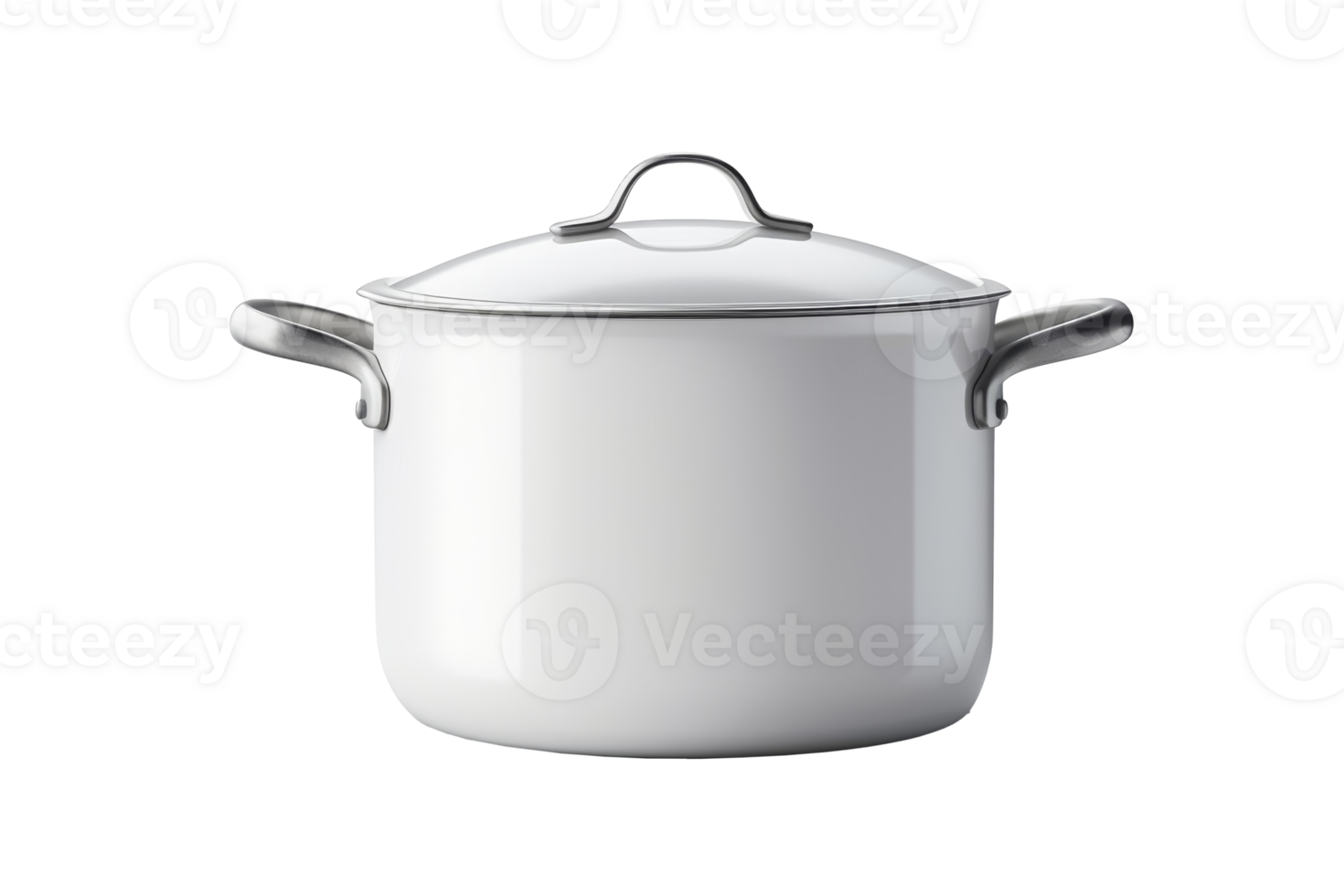 Front view of white enamel cooking pot. png