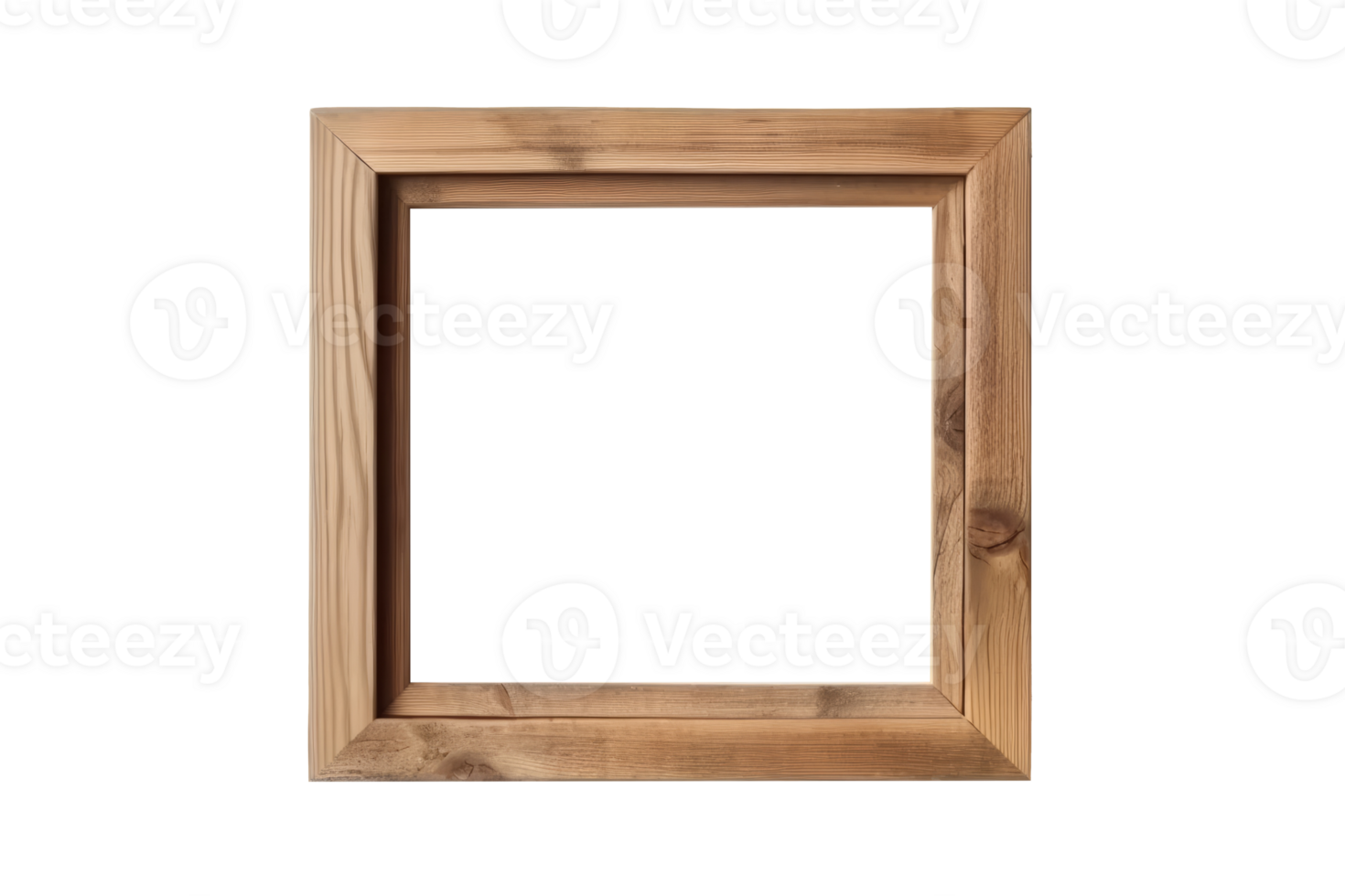 Realistic square wood photo frame template. Modern design element for you product mock-up or presentation. png