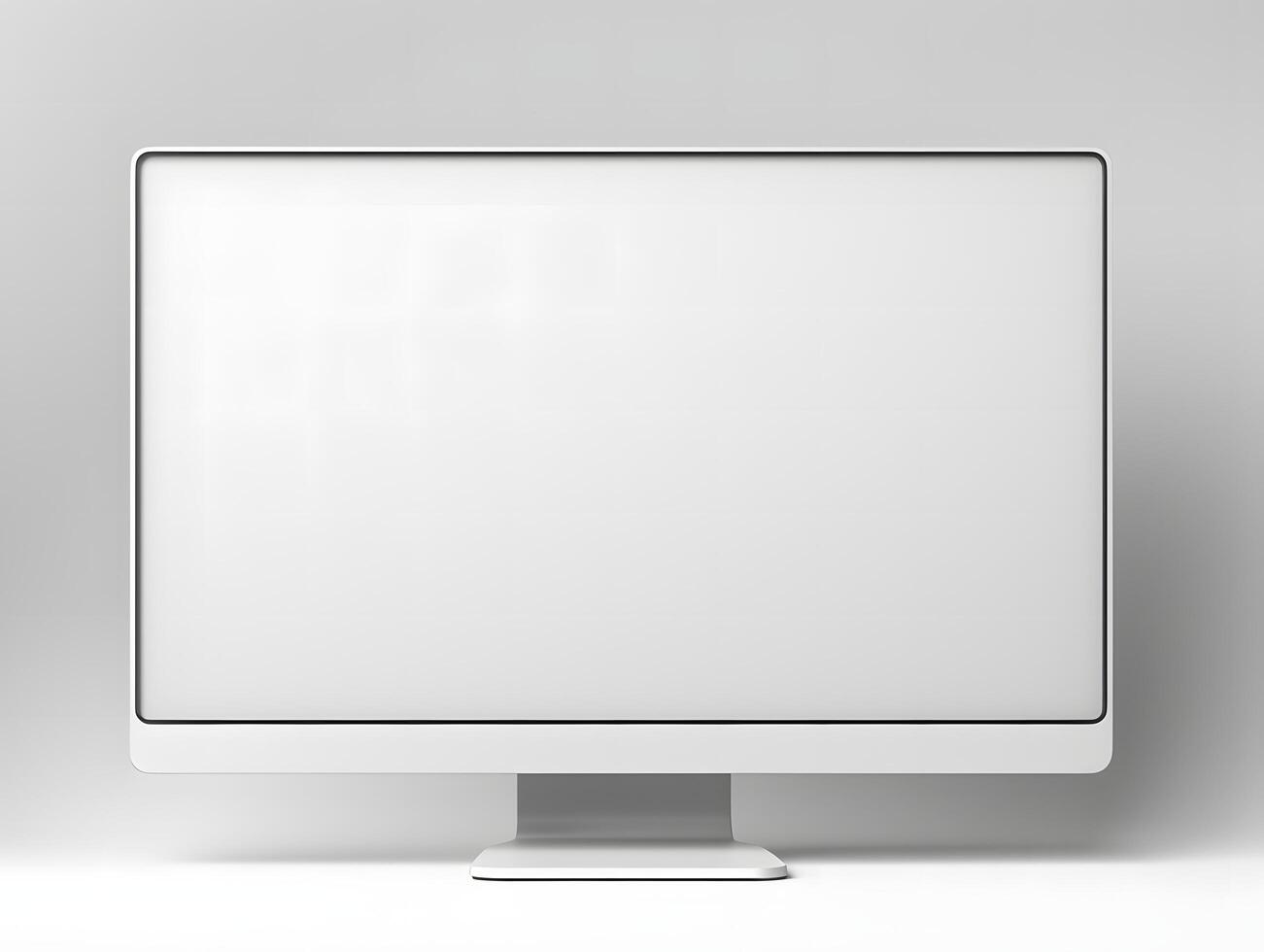 A white computer monitor with a blank screen photo