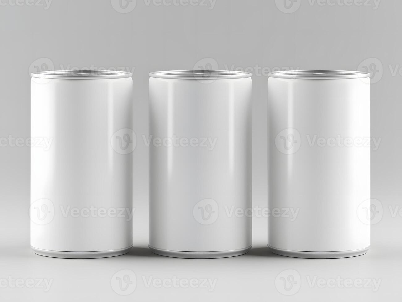 Modern three white cans mockup photo