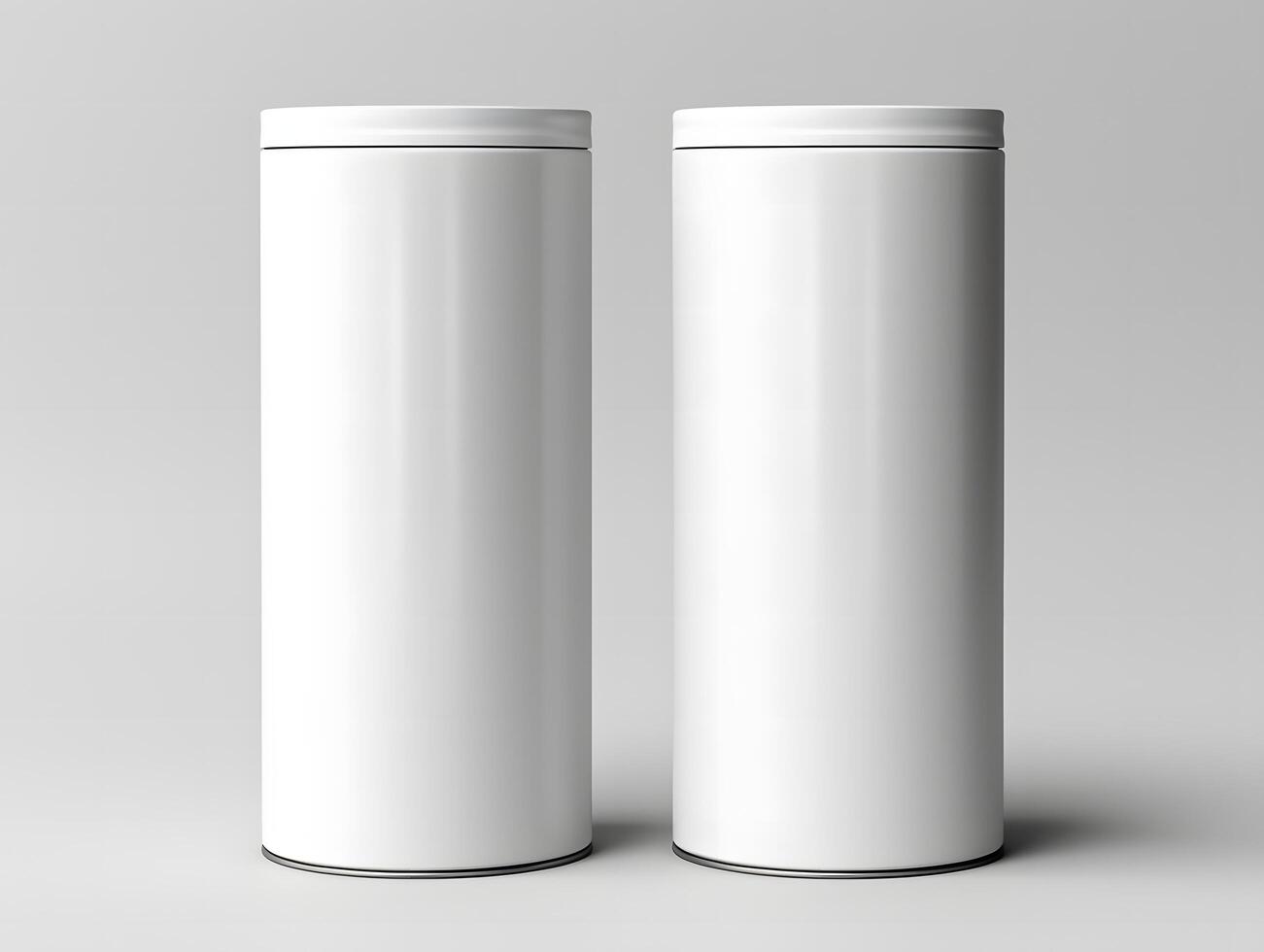 Two empty paper tube tin cans mockup photo