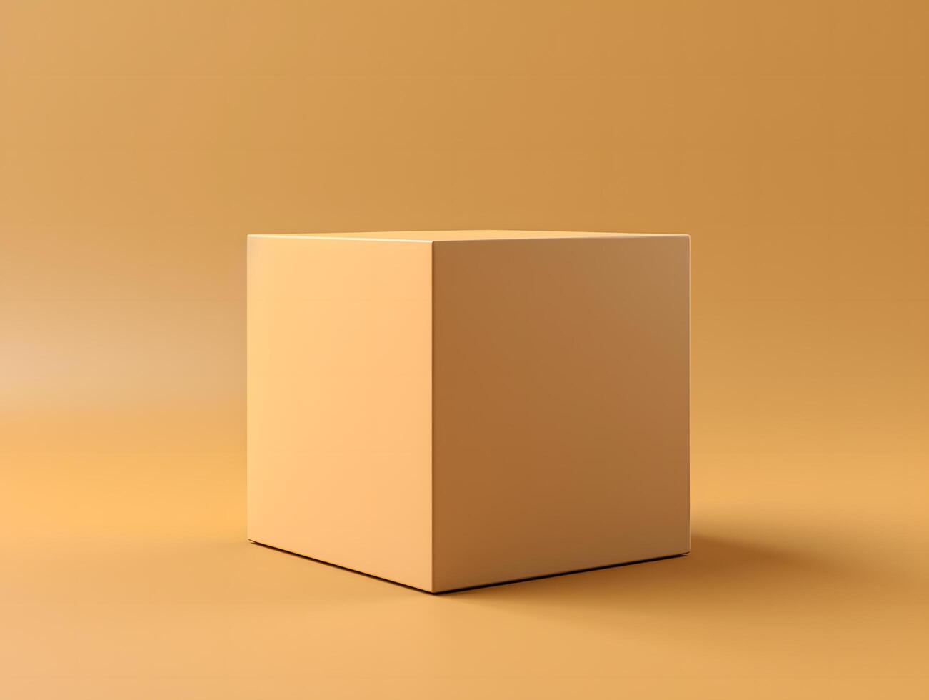 3d rendering of a cube on a yellow background photo