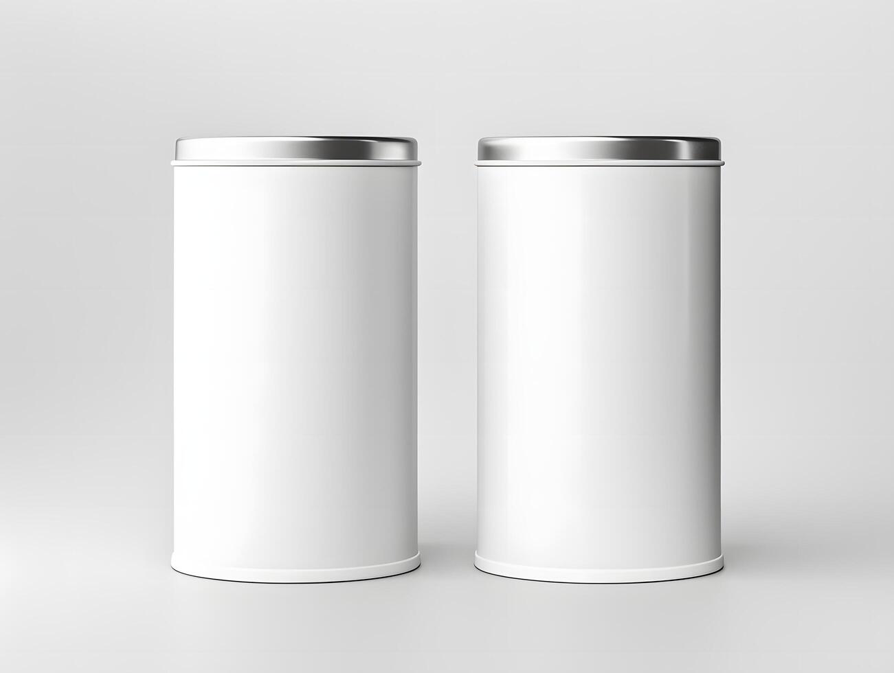 Two empty white containers on a white background photo