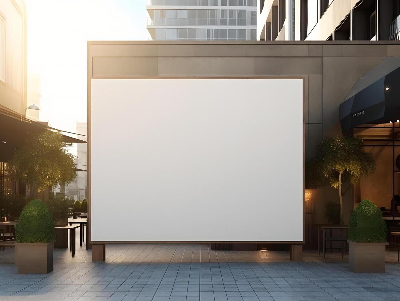 An empty billboard in front of a building photo