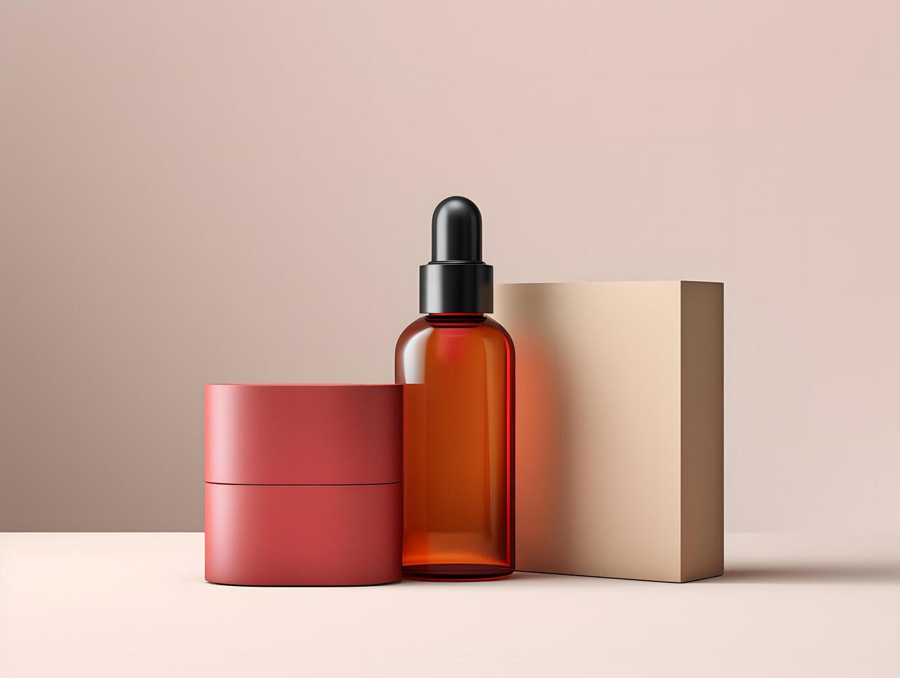 A bottle of perfume and a box with a red lid photo