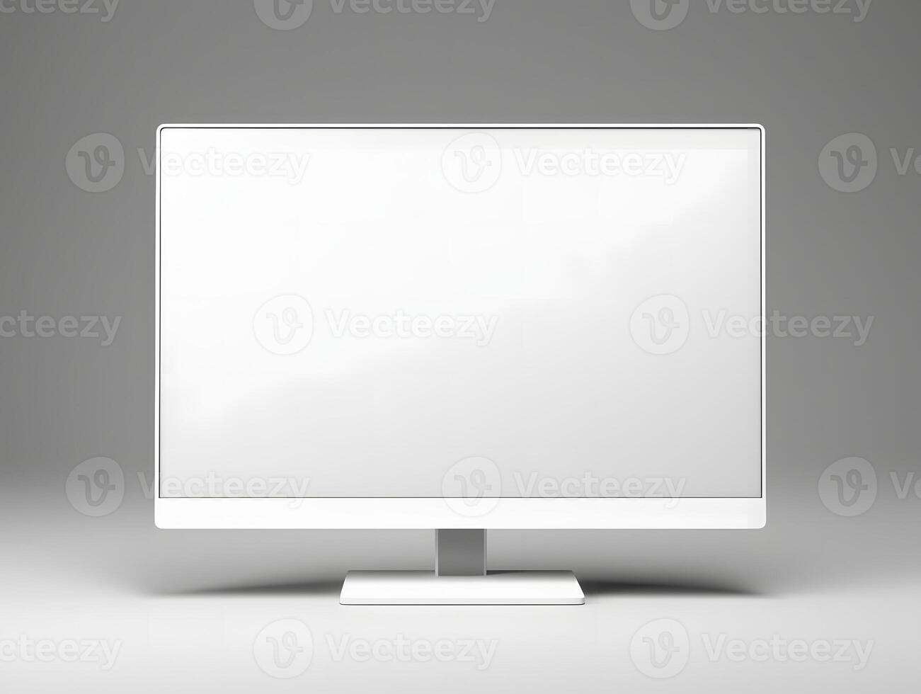 A white computer monitor with a blank screen photo