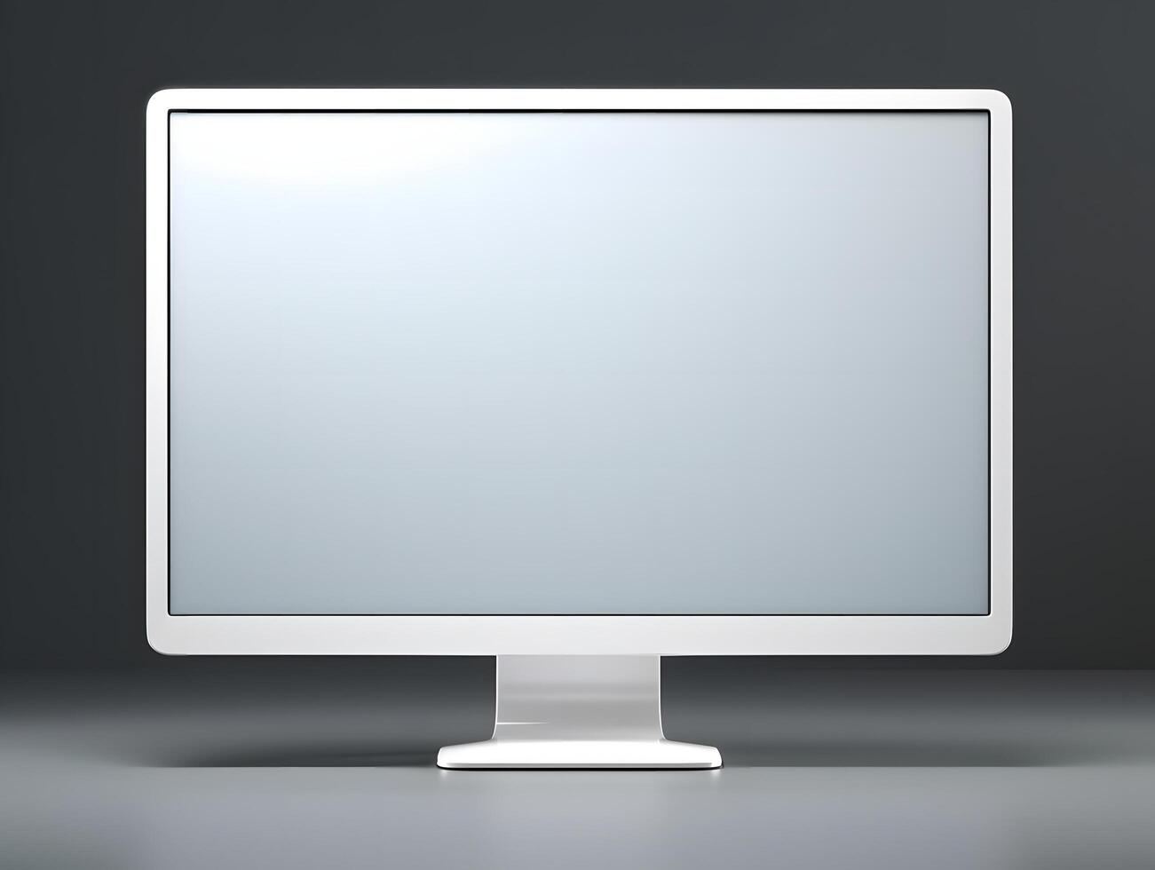 A white computer monitor with a blank screen photo