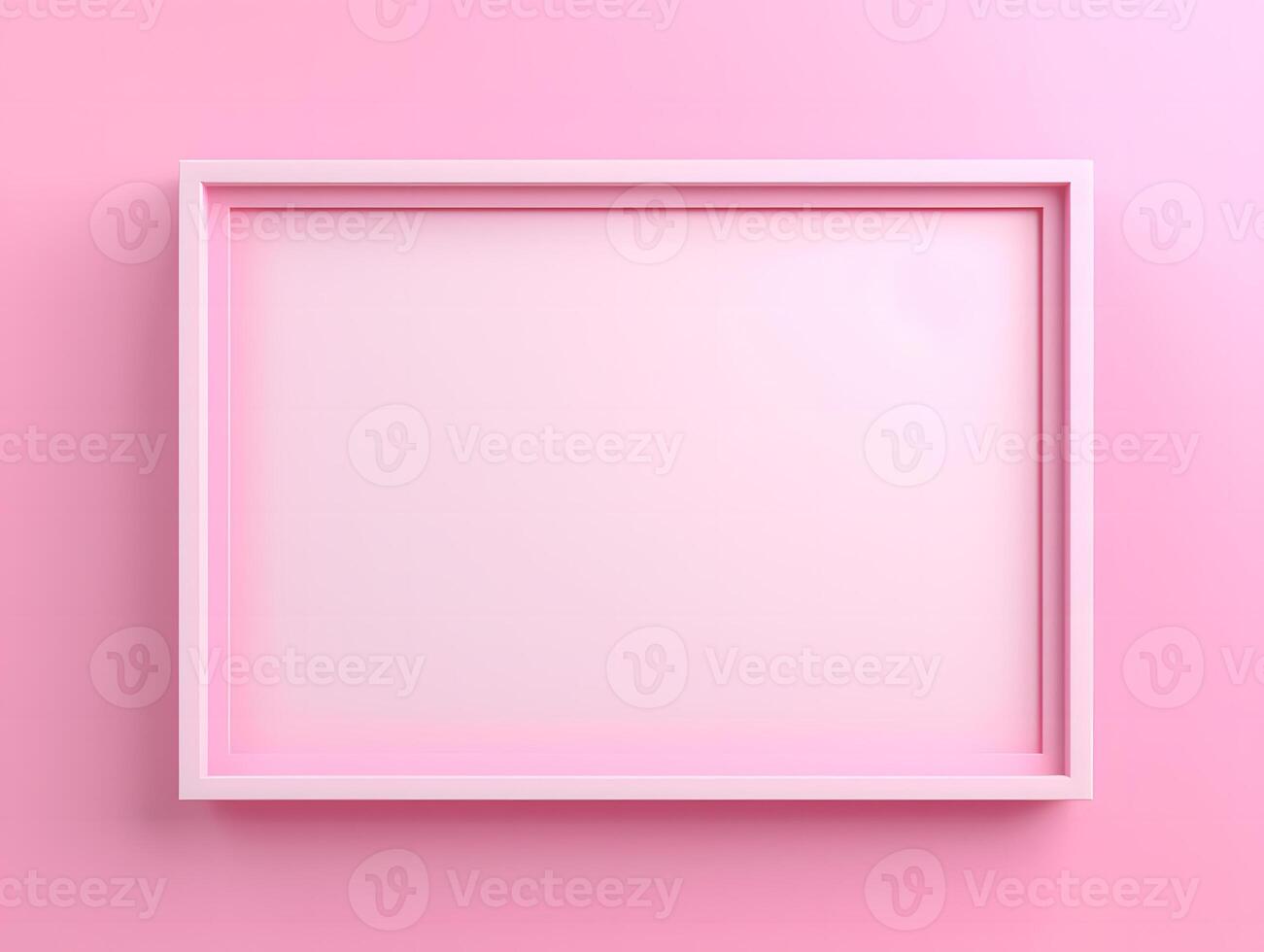 Empty white frame on pink background photo