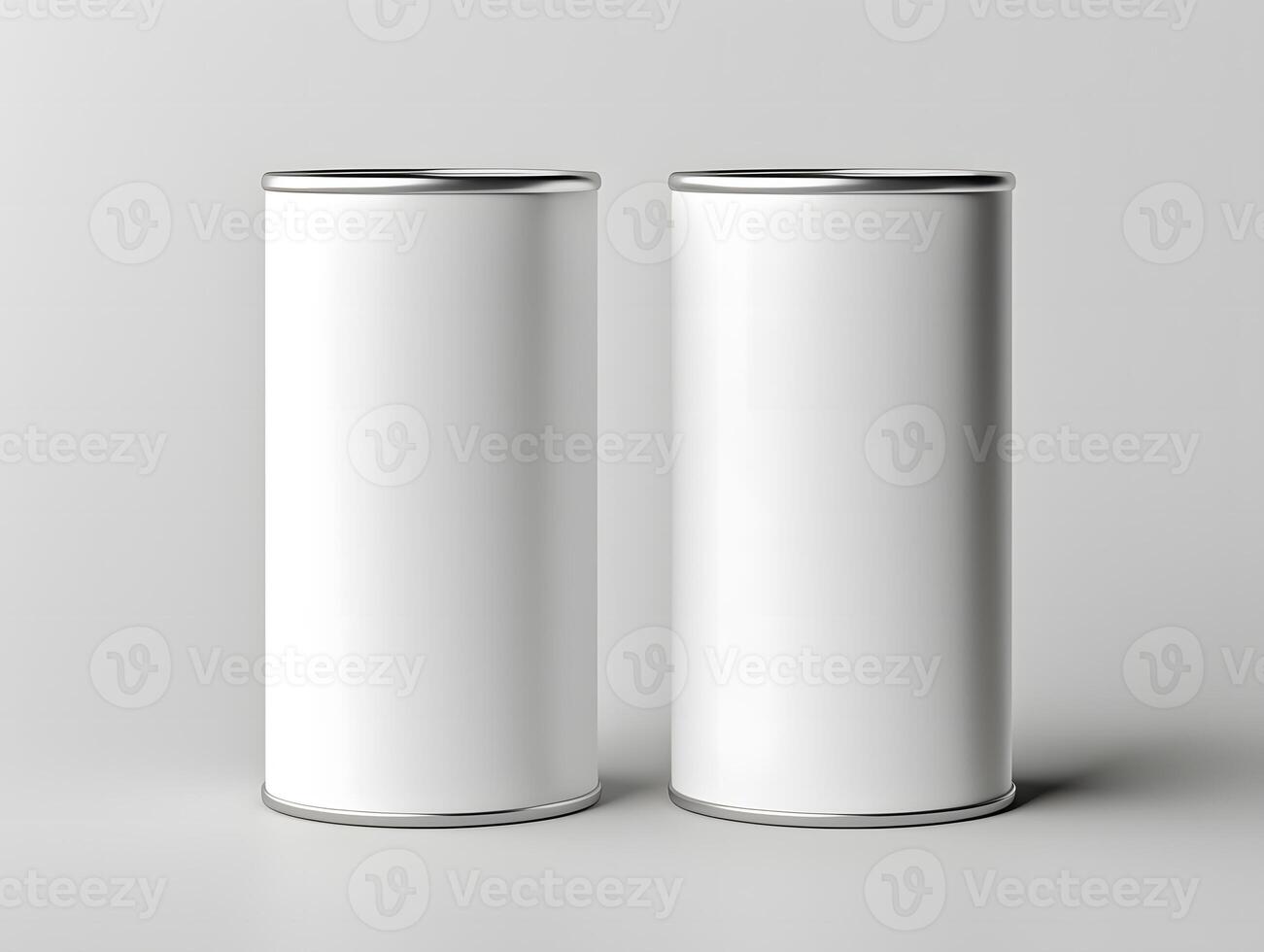 Blank two paper tube tin can mockup with isolated background photo