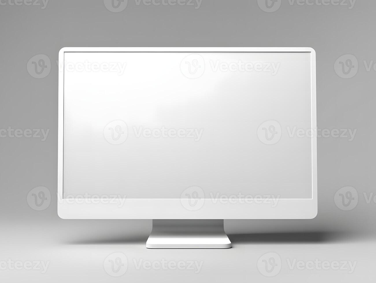 A white computer monitor with a blank screen photo