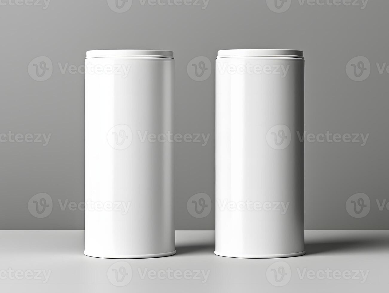 Two white plastic containers on a table photo