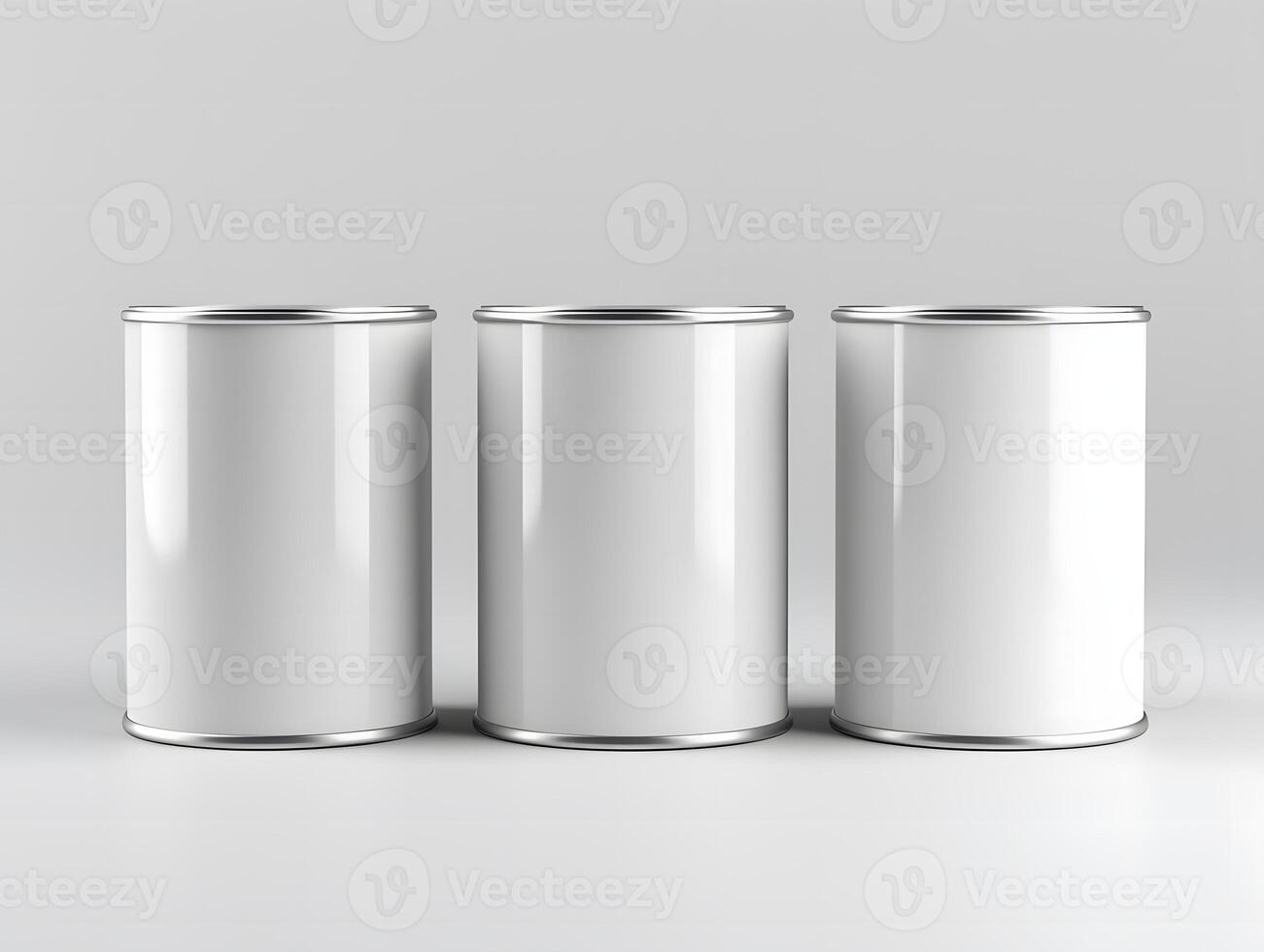 Blank white aluminum cans mockup on a white background photo