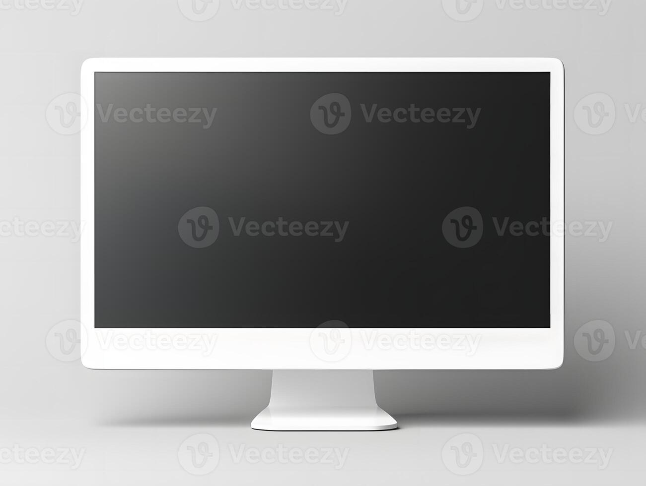 A white computer monitor with a blank screen photo