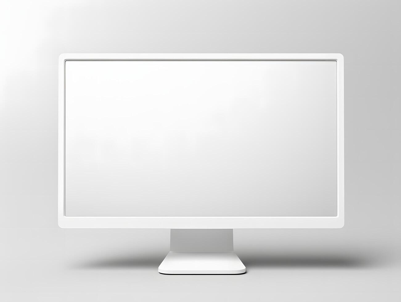 White computer monitor with blank screen on a white background photo