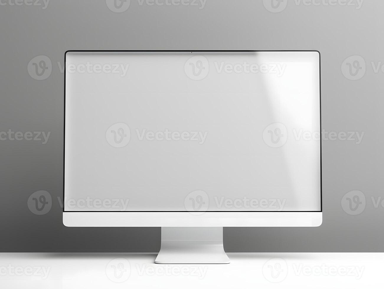 A white computer monitor with a blank screen photo