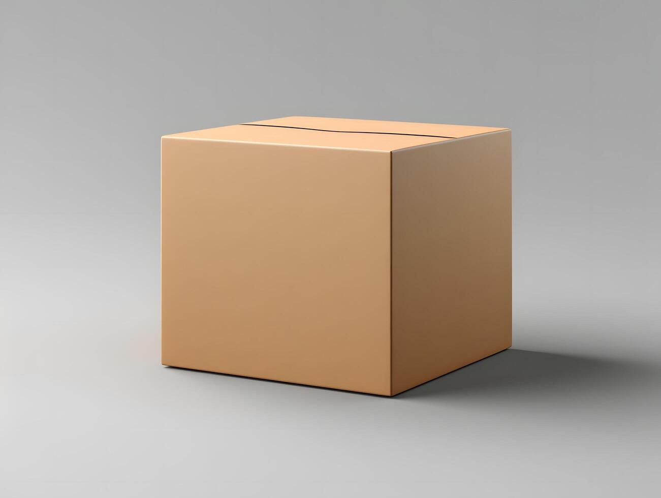 A cardboard box sitting on a gray surface photo