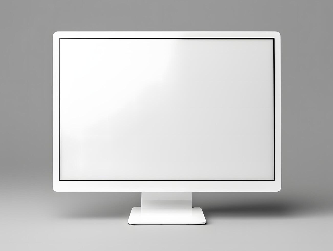 A white computer monitor with a blank screen photo