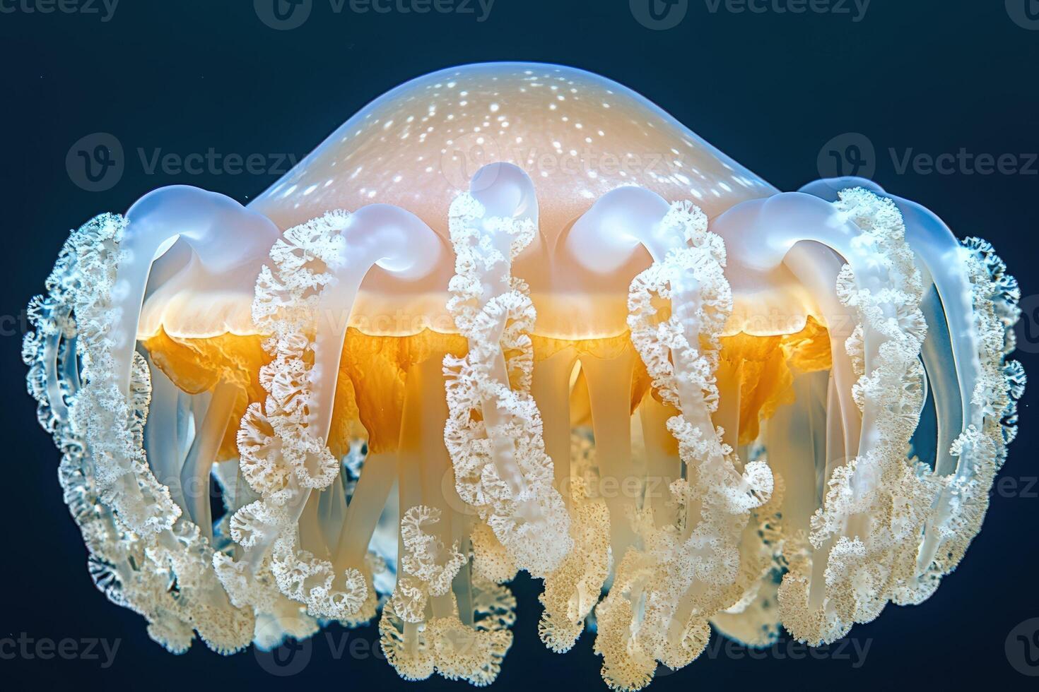 A jellyfish with a large white head and a large white body photo