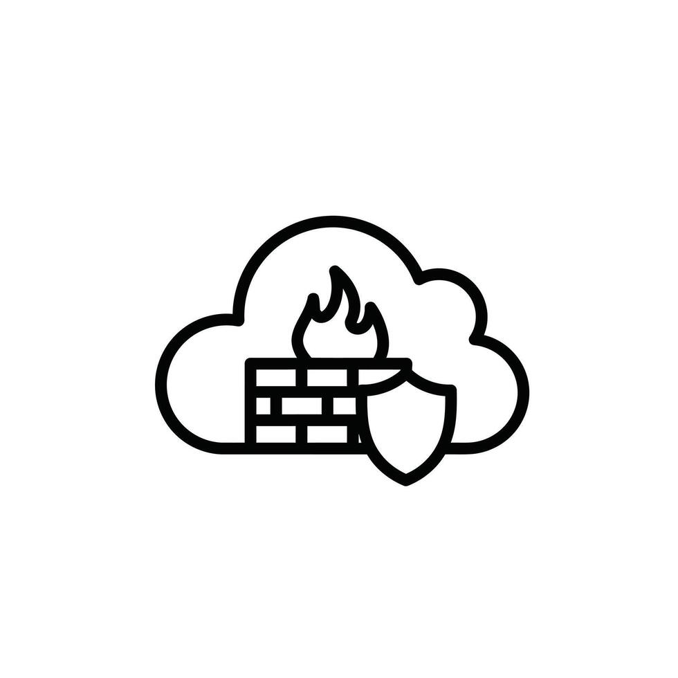 Firewall icon with cloud and fire vector