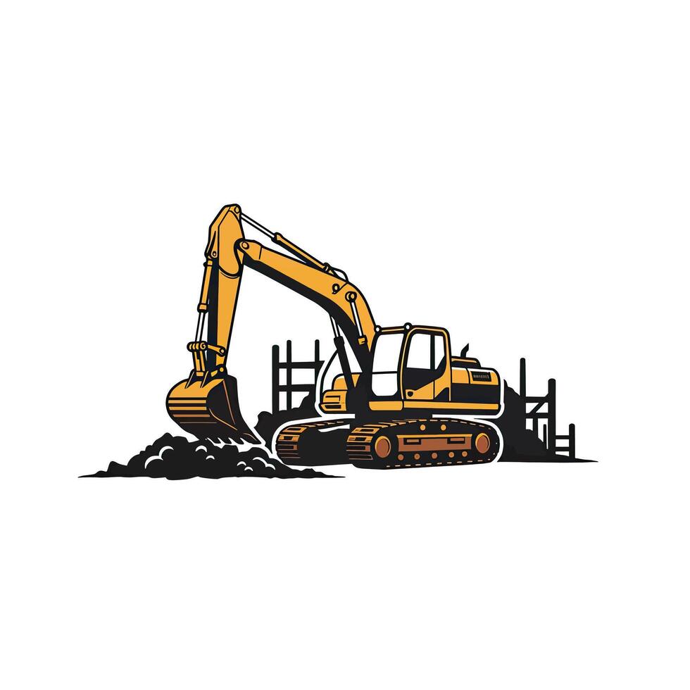 A construction machine is shown in this illustration vector