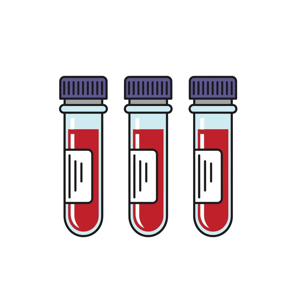 Three test tubes with blood in them vector