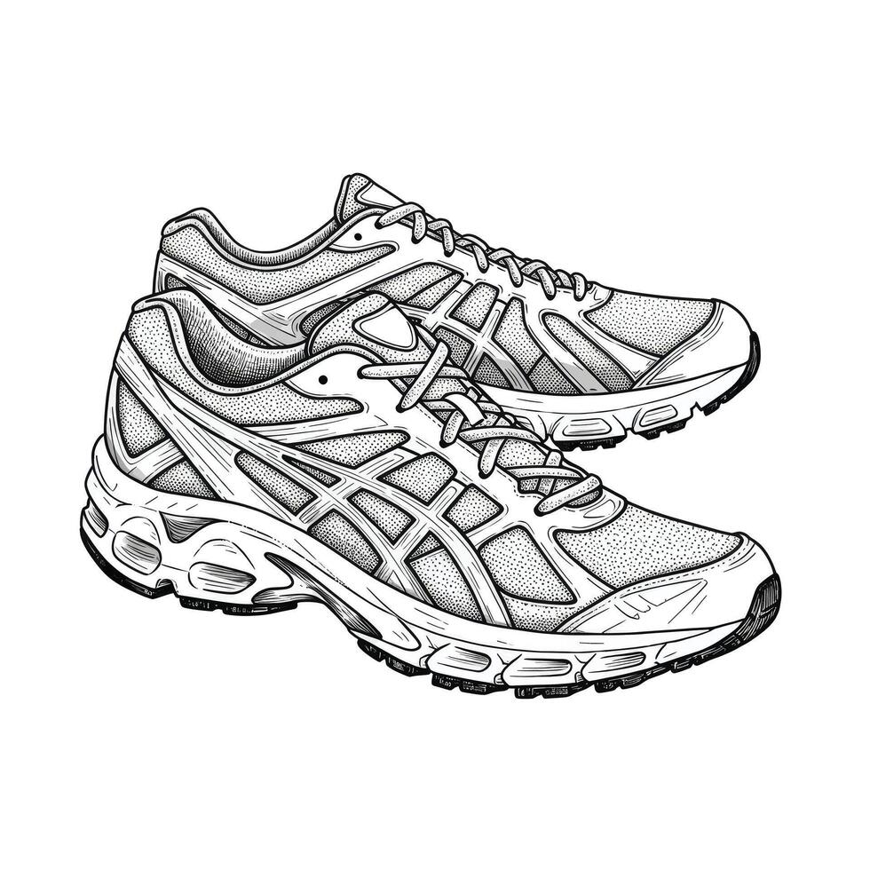 Asics running shoes coloring pages vector