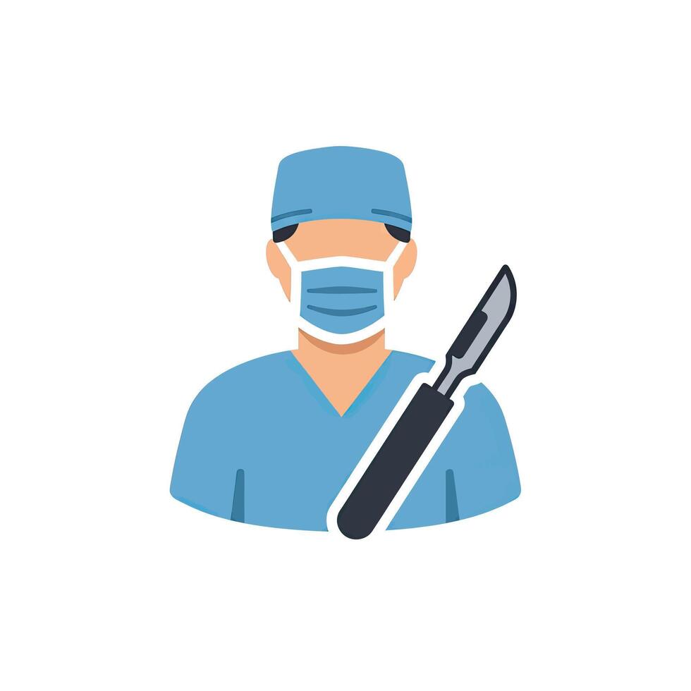 A surgeon holding a knife and surgical mask vector